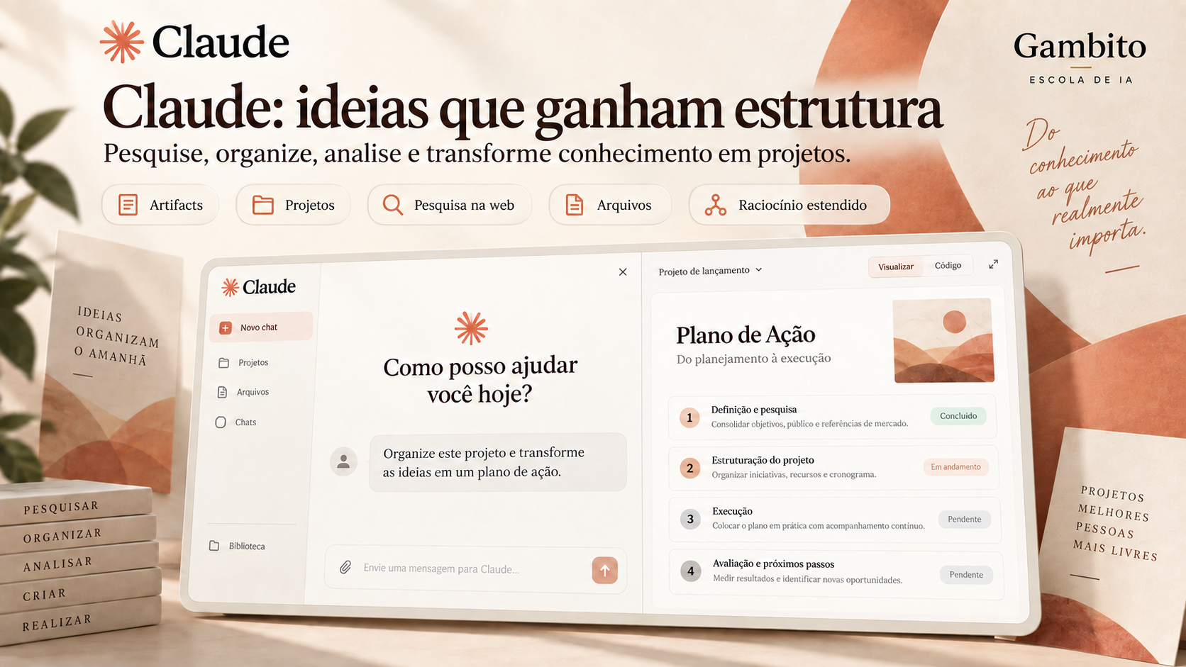 Interface do Claude aplicada à organização de projetos